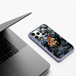 Чехол iPhone 11 Pro матовый Санта на олене Новый год 2022, цвет: 3D-светло-сиреневый — фото 2