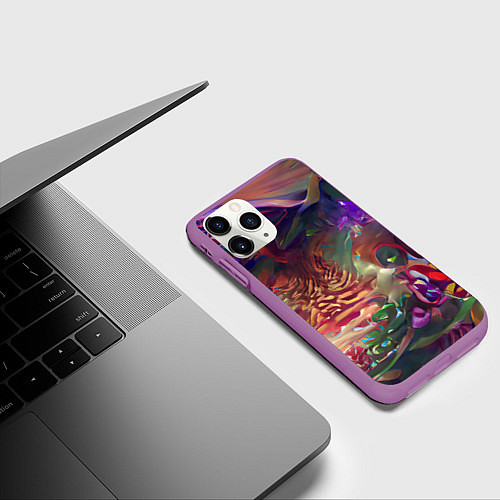 Чехол iPhone 11 Pro матовый Рождественские тайны / 3D-Фиолетовый – фото 3