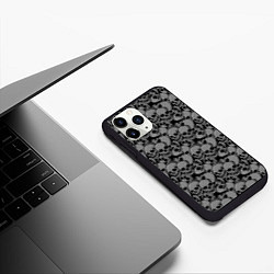 Чехол iPhone 11 Pro матовый Gray skulls, цвет: 3D-черный — фото 2
