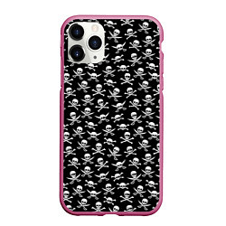 Чехол iPhone 11 Pro матовый Roger skull, цвет: 3D-малиновый