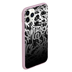 Чехол iPhone 11 Pro матовый GRAFFITI WHITE TAGS ГРАФФИТИ, цвет: 3D-розовый — фото 2