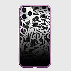 Чехол iPhone 11 Pro матовый GRAFFITI WHITE TAGS ГРАФФИТИ, цвет: 3D-фиолетовый