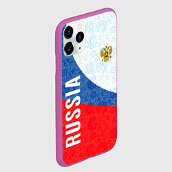 Чехол iPhone 11 Pro матовый RUSSIA SPORT STYLE РОССИЯ СПОРТИВНЫЙ СТИЛЬ, цвет: 3D-фиолетовый — фото 2