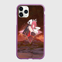 Чехол iPhone 11 Pro матовый Розария Rosaria в примогеме, Genshin Impact Геншин, цвет: 3D-фиолетовый