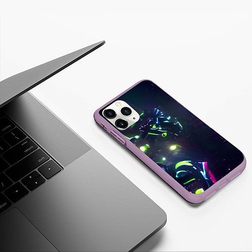 Чехол iPhone 11 Pro матовый Космическая битва / 3D-Сиреневый – фото 3