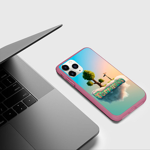 Чехол iPhone 11 Pro матовый Облако в Террарии / 3D-Малиновый – фото 3