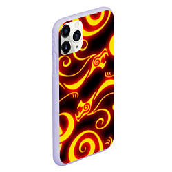 Чехол iPhone 11 Pro матовый ОГНЕННОЕ ТАТУ ДРАКЕНА DRAKEN FIRE TATTOO, цвет: 3D-светло-сиреневый — фото 2