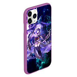 Чехол iPhone 11 Pro матовый БААЛ РАЙДЕН СЁГУН, НЕОНОВЫЕ МОЛНИИ ГЕНШИН ИМПАКТ, цвет: 3D-фиолетовый — фото 2