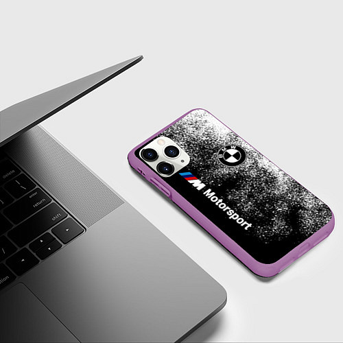 Чехол iPhone 11 Pro матовый БМВ Черно-белый логотип / 3D-Фиолетовый – фото 3