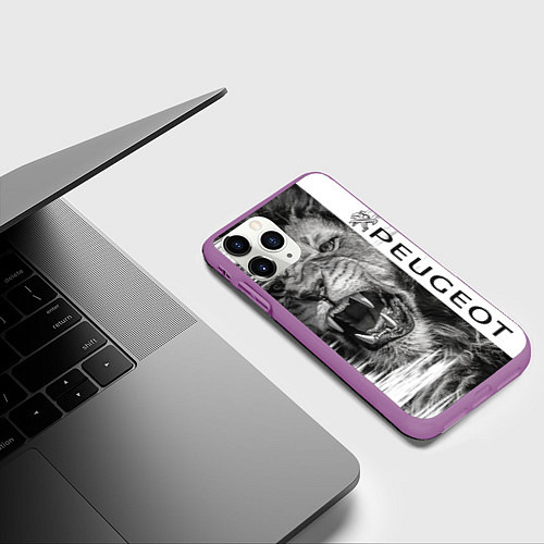 Чехол iPhone 11 Pro матовый Peugeotlion / 3D-Фиолетовый – фото 3