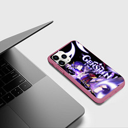 Чехол iPhone 11 Pro матовый СЁГУН РАЙДЕН ГЕНШИН ИМПАКТ, СИМВОЛ СТИХИИ, цвет: 3D-малиновый — фото 2