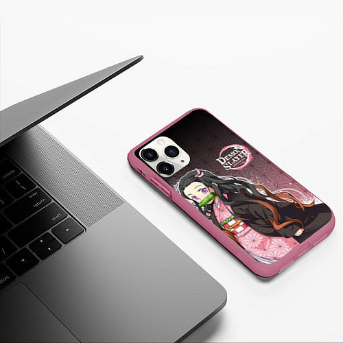 Чехол iPhone 11 Pro матовый НЕЗУКО NEZUKO SLAYER / 3D-Малиновый – фото 3