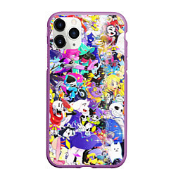 Чехол iPhone 11 Pro матовый UNDERTALE PATTERN HEROES, ВСЕ ГЕРОИ ИГРЫ, цвет: 3D-фиолетовый