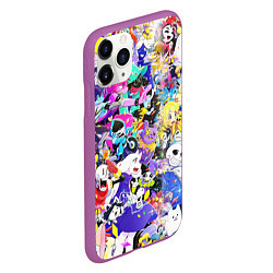 Чехол iPhone 11 Pro матовый UNDERTALE PATTERN HEROES, ВСЕ ГЕРОИ ИГРЫ, цвет: 3D-фиолетовый — фото 2