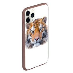 Чехол iPhone 11 Pro матовый Тигр рыжий полосатый, цвет: 3D-коричневый — фото 2