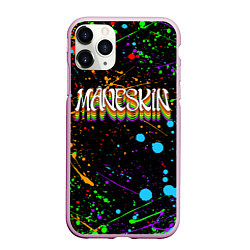 Чехол iPhone 11 Pro матовый MANESKIN, ЦВЕТНЫЕ КРАСКИ, БРЫЗГИ, цвет: 3D-розовый