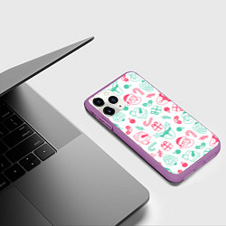 Чехол iPhone 11 Pro матовый Новогодние сказания, цвет: 3D-фиолетовый — фото 2