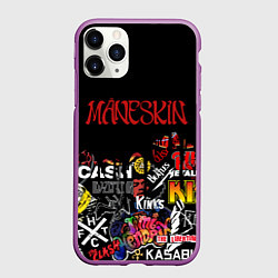 Чехол iPhone 11 Pro матовый MANESKIN, ЦВЕТНЫЕ ЛОГО РОК ГРУПП, цвет: 3D-фиолетовый