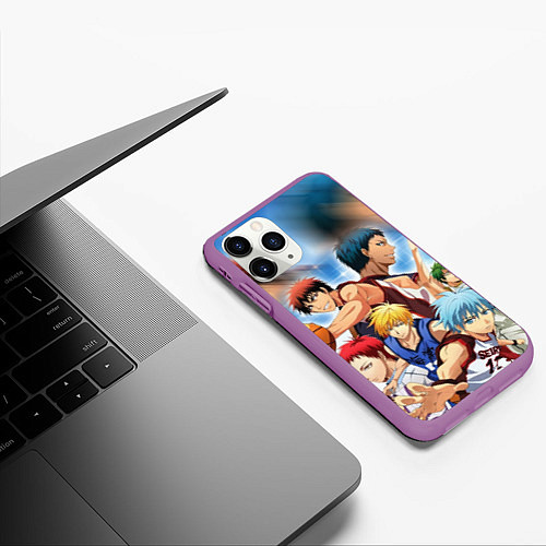 Чехол iPhone 11 Pro матовый KUROKO BASKETBALL КОМАНДА / 3D-Фиолетовый – фото 3