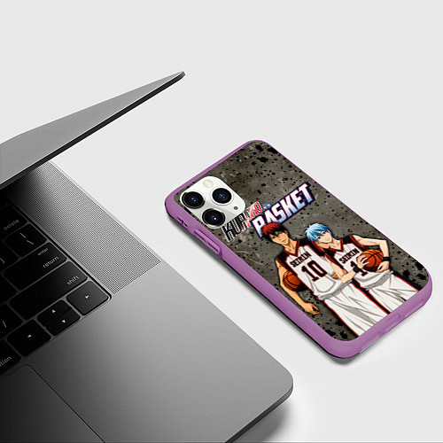 Чехол iPhone 11 Pro матовый Kuroko no Basket, Kagami Taiga Kuroko Tetsuya / 3D-Фиолетовый – фото 3