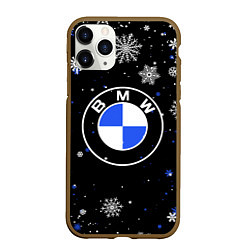 Чехол iPhone 11 Pro матовый НОВОГОДНИЙ БМВ НОВЫЙ ГОД BMW, цвет: 3D-коричневый