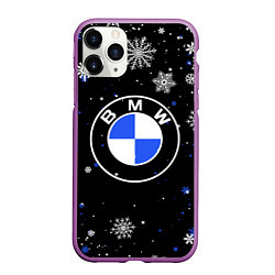 Чехол iPhone 11 Pro матовый НОВОГОДНИЙ БМВ НОВЫЙ ГОД BMW, цвет: 3D-фиолетовый