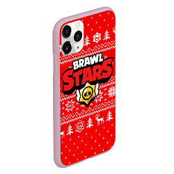 Чехол iPhone 11 Pro матовый НОВОГОДНИЙ СВИТЕР BRAWL STARS КРАСНЫЙ, цвет: 3D-розовый — фото 2