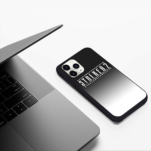 Чехол iPhone 11 Pro матовый С Т А Л К Е Р 2 Градиент / 3D-Черный – фото 3