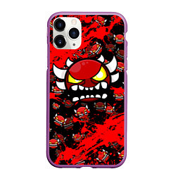 Чехол iPhone 11 Pro матовый Геометри Дэш красный демон Geometry Dash, цвет: 3D-фиолетовый