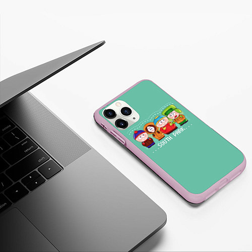 Чехол iPhone 11 Pro матовый South Park - Южный парк Кенни, Кайл, Эрик и Стэн / 3D-Розовый – фото 3