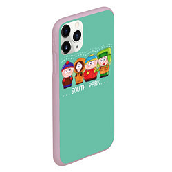 Чехол iPhone 11 Pro матовый South Park - Южный парк Кенни, Кайл, Эрик и Стэн, цвет: 3D-розовый — фото 2