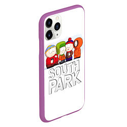 Чехол iPhone 11 Pro матовый South Park - Южный парк Кенни, Кайл, Стэн и Эрик, цвет: 3D-фиолетовый — фото 2