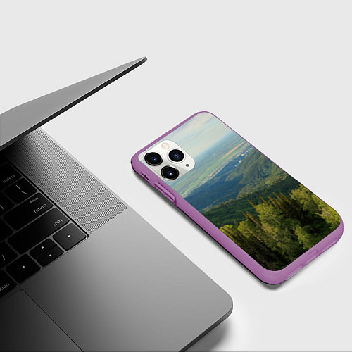 Чехол iPhone 11 Pro матовый Природный пейзаж / 3D-Фиолетовый – фото 3