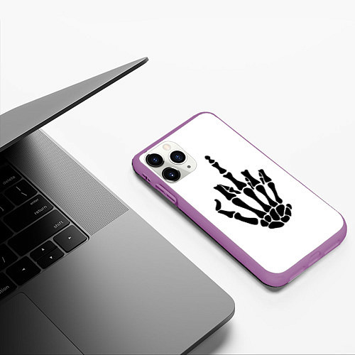 Чехол iPhone 11 Pro матовый Fuck you,чел / 3D-Фиолетовый – фото 3