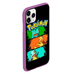 Чехол iPhone 11 Pro матовый Стартовые покемоны - Pokemon, цвет: 3D-фиолетовый — фото 2