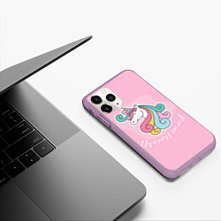 Чехол iPhone 11 Pro матовый Unicorns are real, цвет: 3D-сиреневый — фото 2