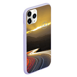 Чехол iPhone 11 Pro матовый Ночная трасса, Мерседес, цвет: 3D-светло-сиреневый — фото 2