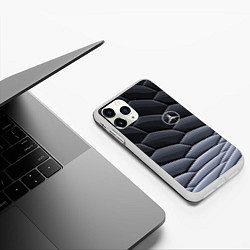 Чехол iPhone 11 Pro матовый Mercedes Benz pattern, цвет: 3D-белый — фото 2