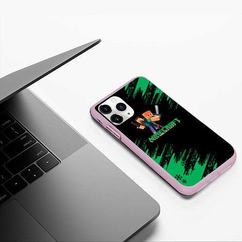 Чехол iPhone 11 Pro матовый Minecraft выживание / 3D-Розовый – фото 3