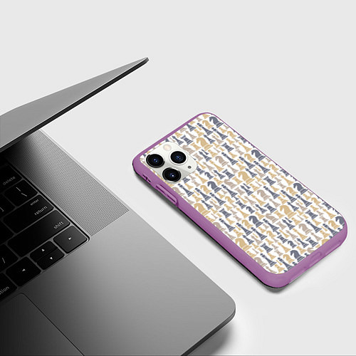 Чехол iPhone 11 Pro матовый Шахматы фигуры / 3D-Фиолетовый – фото 3