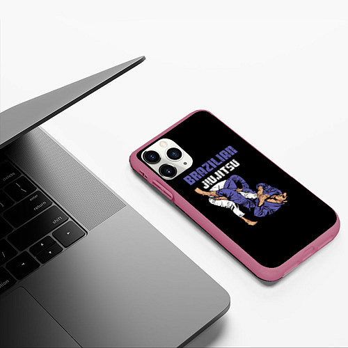 Чехол iPhone 11 Pro матовый BRAZILIAN JIU JITSU - BJJ / 3D-Малиновый – фото 3