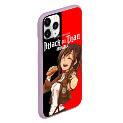 Чехол iPhone 11 Pro матовый Саша Attack on Titan, цвет: 3D-сиреневый — фото 2