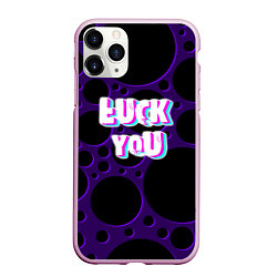Чехол iPhone 11 Pro матовый Фраза - Luck You, цвет: 3D-розовый