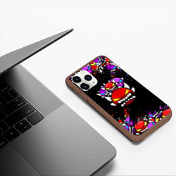 Чехол iPhone 11 Pro матовый Geometry Dash 4 смайла, цвет: 3D-коричневый — фото 2