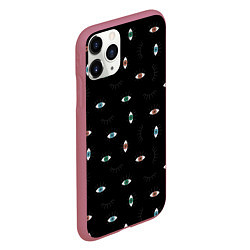 Чехол iPhone 11 Pro матовый Разноцветные глаза паттерн, цвет: 3D-малиновый — фото 2