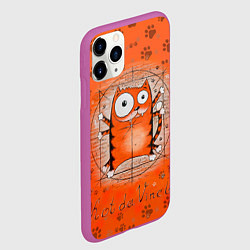 Чехол iPhone 11 Pro матовый Kot da Vinci, цвет: 3D-фиолетовый — фото 2