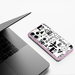Чехол iPhone 11 Pro матовый 30 Seconds to Mars паттерн, цвет: 3D-розовый — фото 2