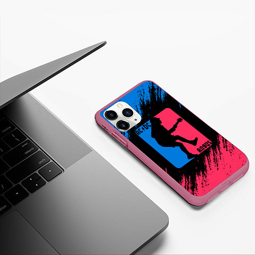 Чехол iPhone 11 Pro матовый ACDC Logo / 3D-Малиновый – фото 3