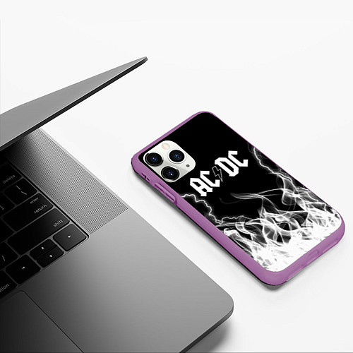 Чехол iPhone 11 Pro матовый ACDC Fire / 3D-Фиолетовый – фото 3