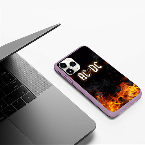 Чехол iPhone 11 Pro матовый ACDC - Fire / 3D-Сиреневый – фото 3